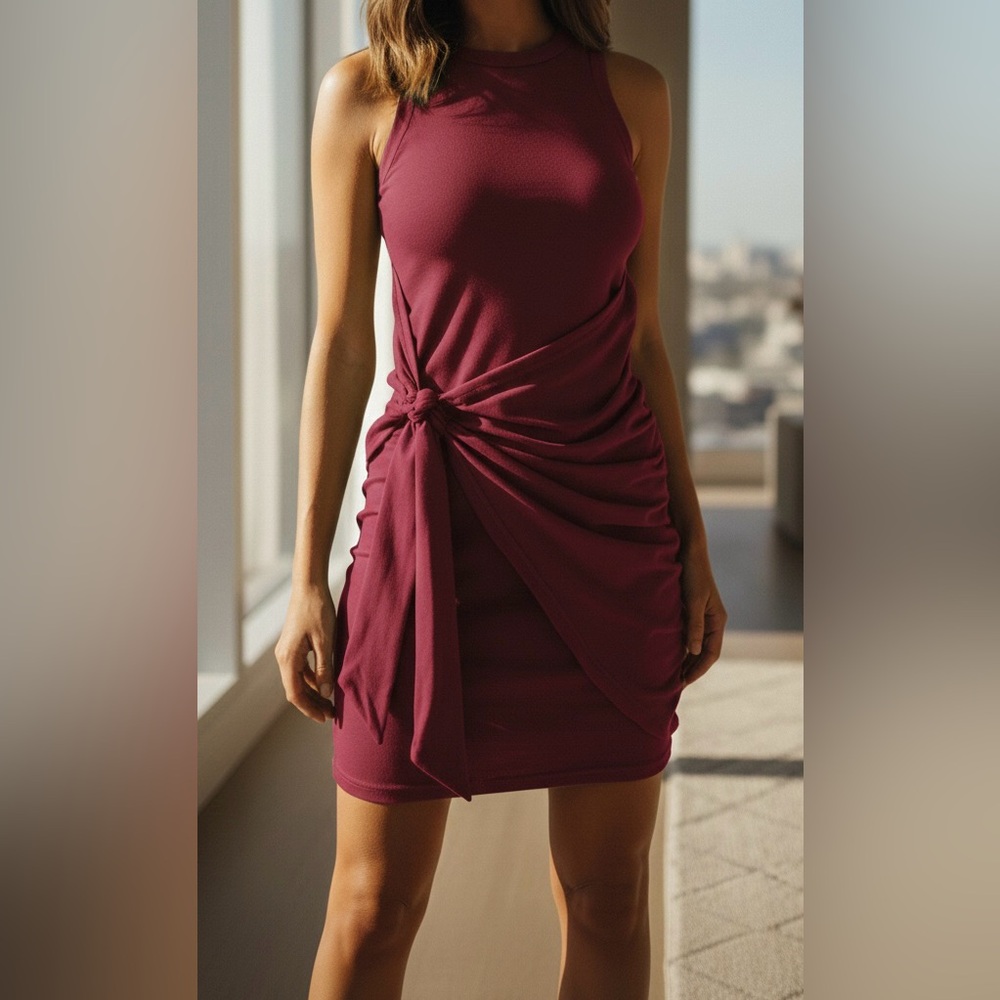 Women’s casual burgundy dress